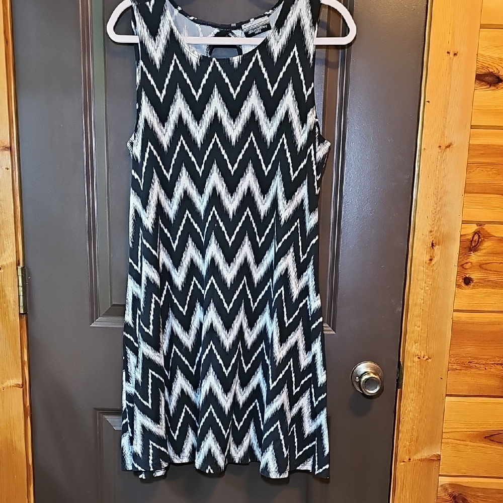 Allison Brittney Black and White Chevron Mini Sundress